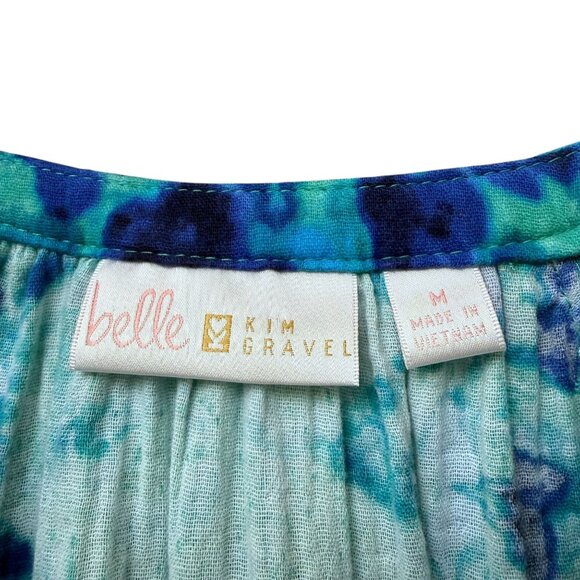 BELLE Kim Gravel Blue Tie Dye Top Size Medium Cotton Gauze Boho Womens Top - Picture 7 of 10